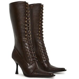 Dolls Kill Generation Kiss “Tricks and Trials” Lace Up Boots Brown Size 5